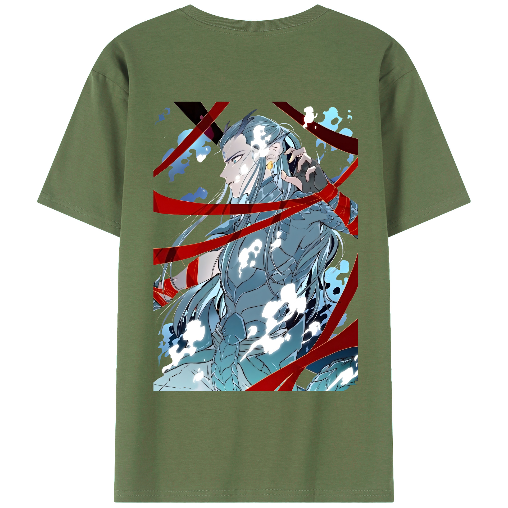 （画像用） Ne Zha 2 ナタ 魔童の大暴れ 綿100％ メンズ半袖Tシャツ（バックプリント） 通気性